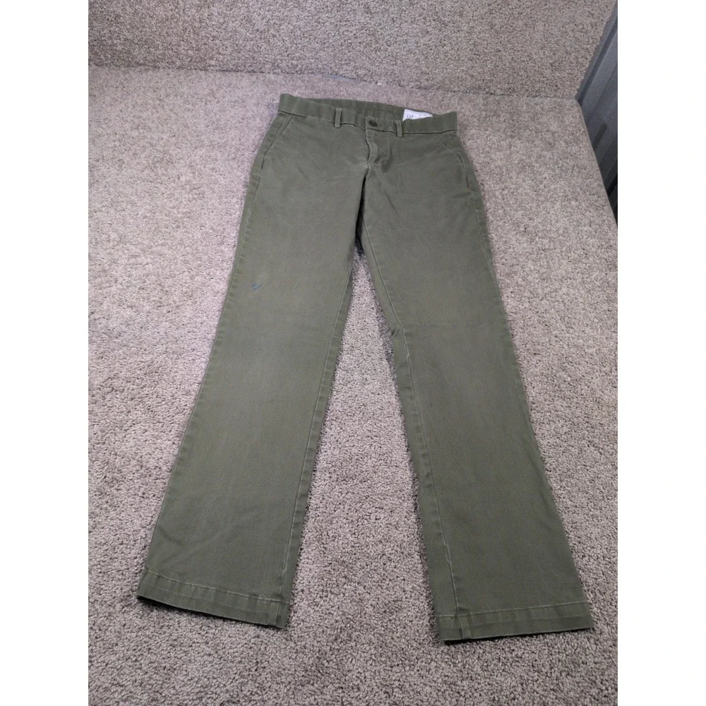 GAP Mens Straight Fit Chinos Olive Green Stretch Twill‎ Pants 28x30